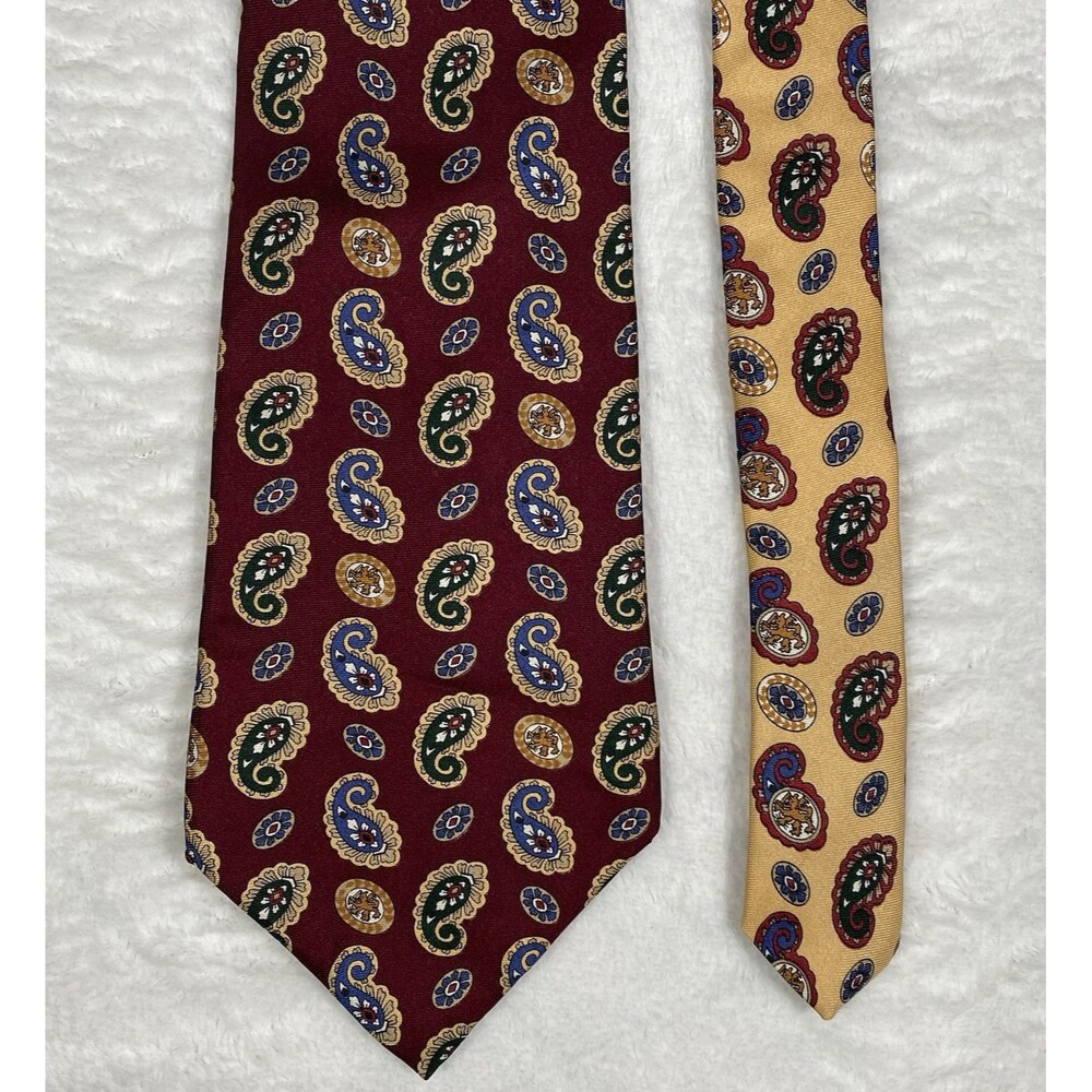 Vtg Tommy Hilfiger Men's Italian Silk Tie 2 Tone Paisley Crimson Red USA Made